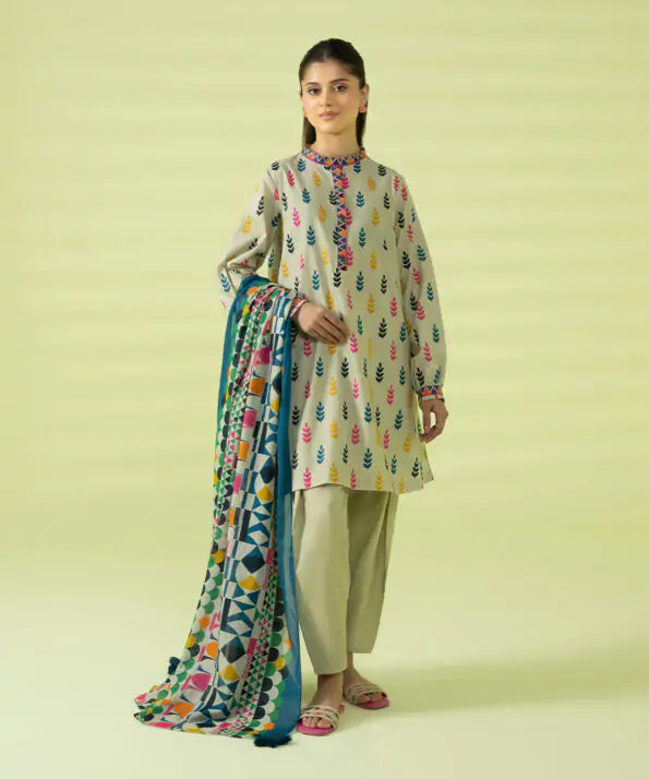 Sapphire 3PC Printed Lawn Suit | AWD-659