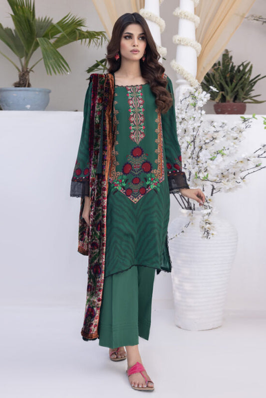 Regalia 3PC Printed Linen Suit With Palachi Shawl-ST-LP002