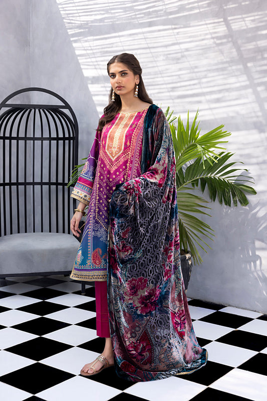 Regalia 3PC Printed Linen Suit With Palachi Shawl-ST-LP006