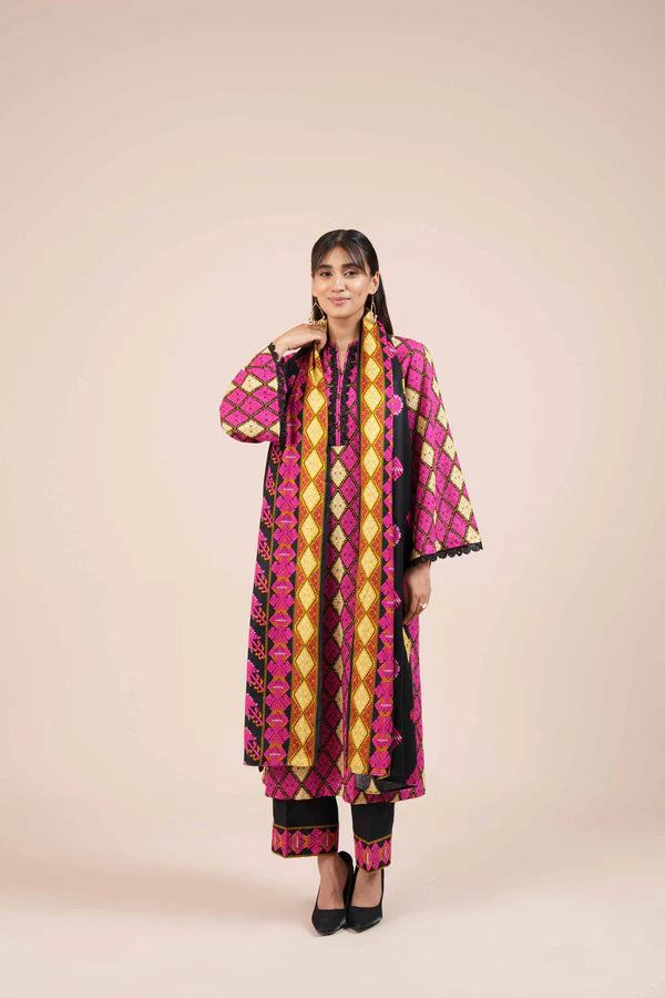 Nishat 3PC Printed Linen Suit-ST-NL12