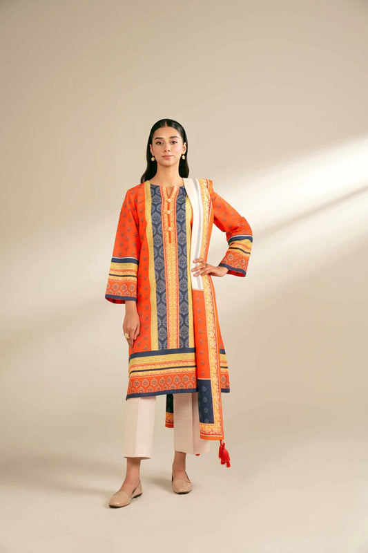 Nishat 3PC Printed Linen Suit-ST-NL14