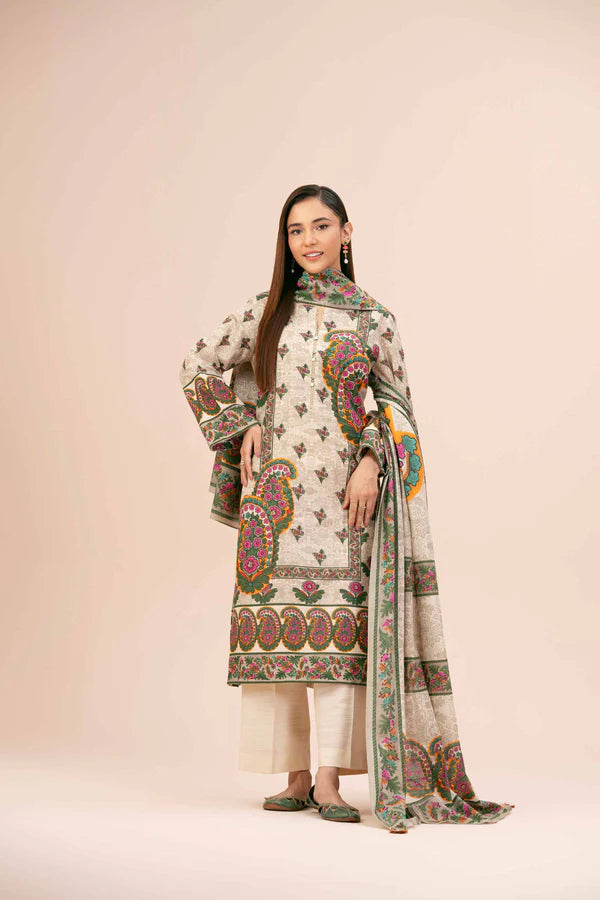 Nishat 3PC Printed Linen Suit-ST-NL13