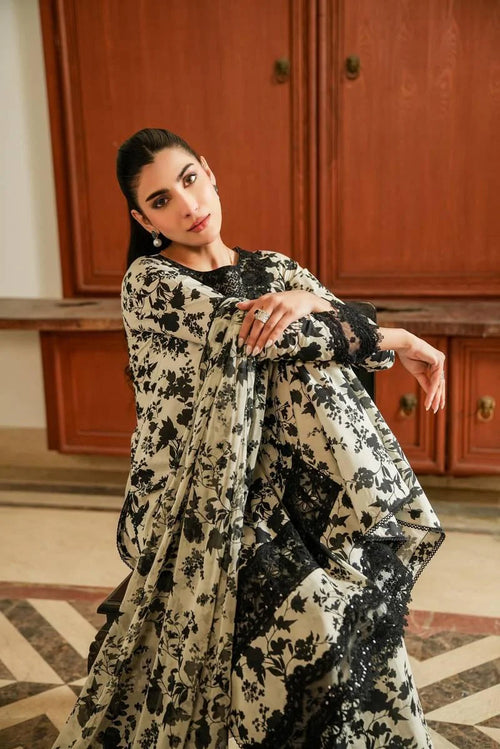 Aneelas 3PC Printed Lawn Suit | APLS-8976