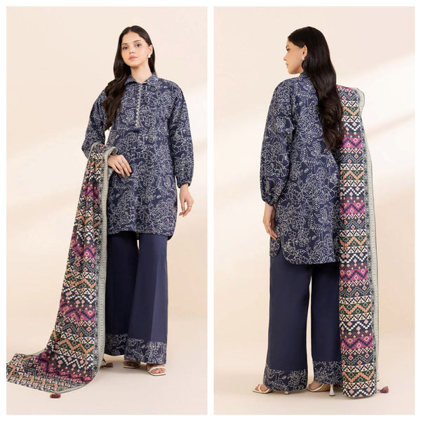 Sapphire 3PC Printed Khaddar Suit - ST-7069