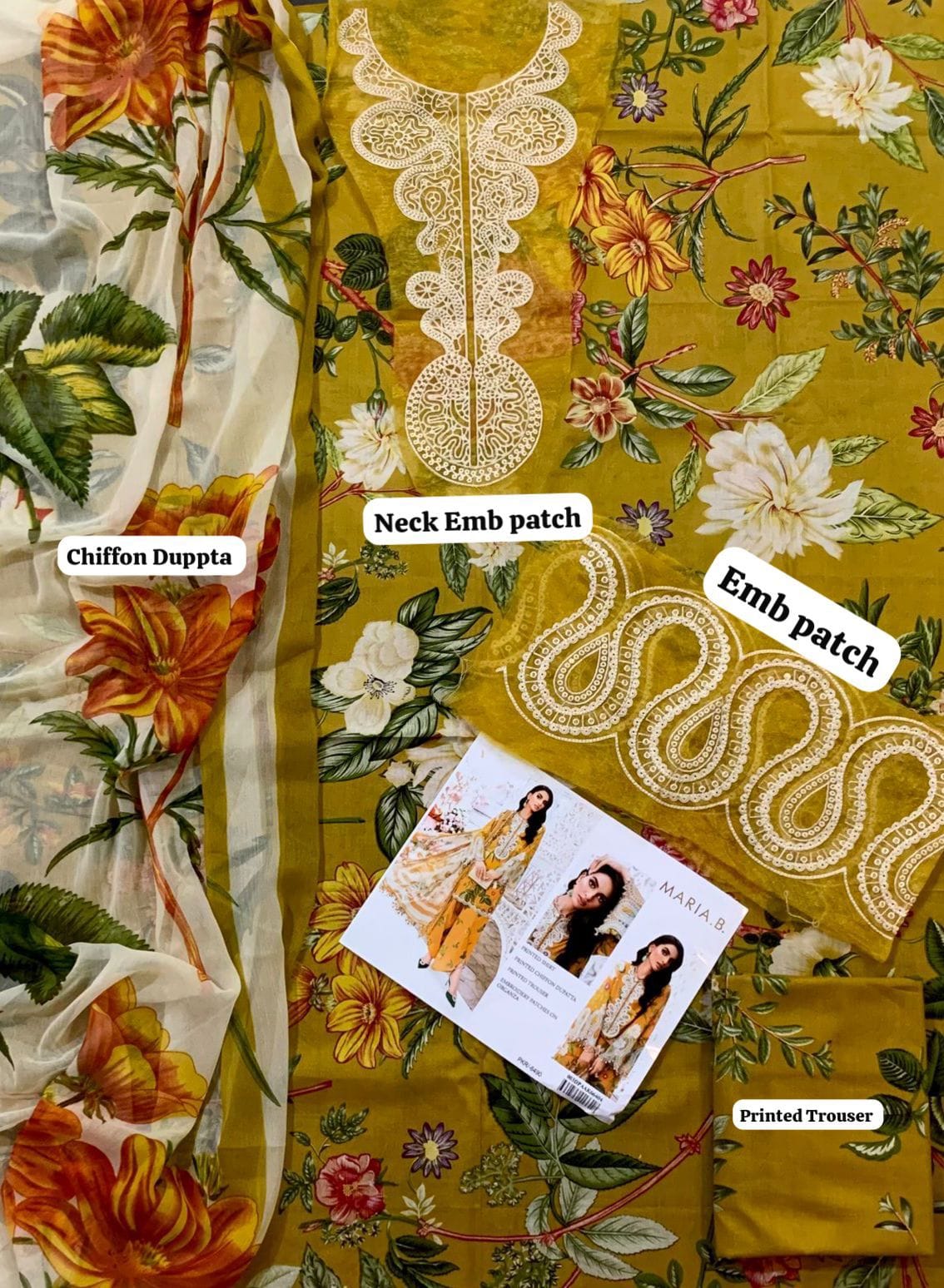 Maria b 3PC Printed & Embroidered Patches | MPEP-002