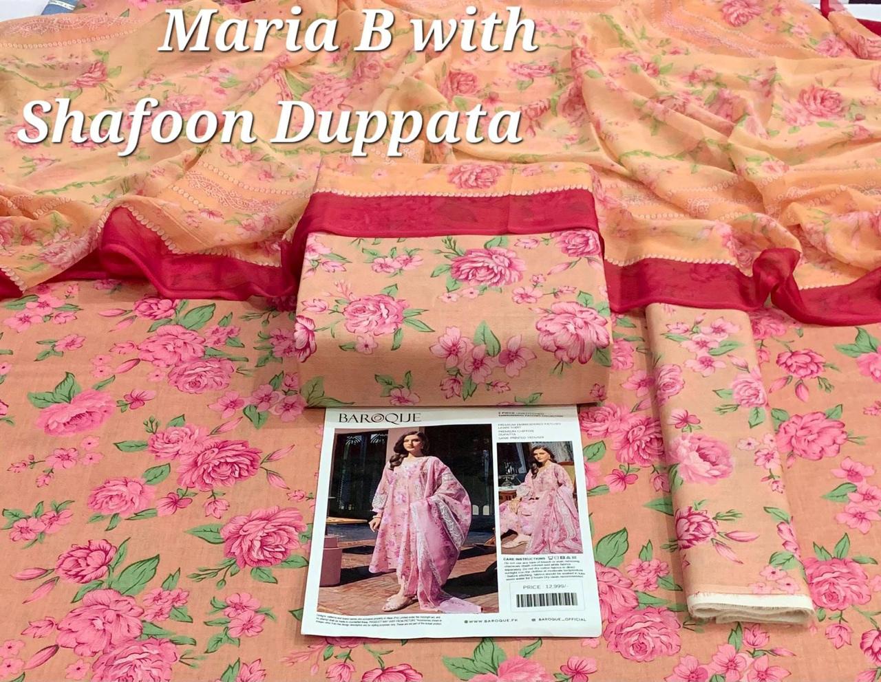Maria.b 3PC Printed Lawn Suit | MPLS-06