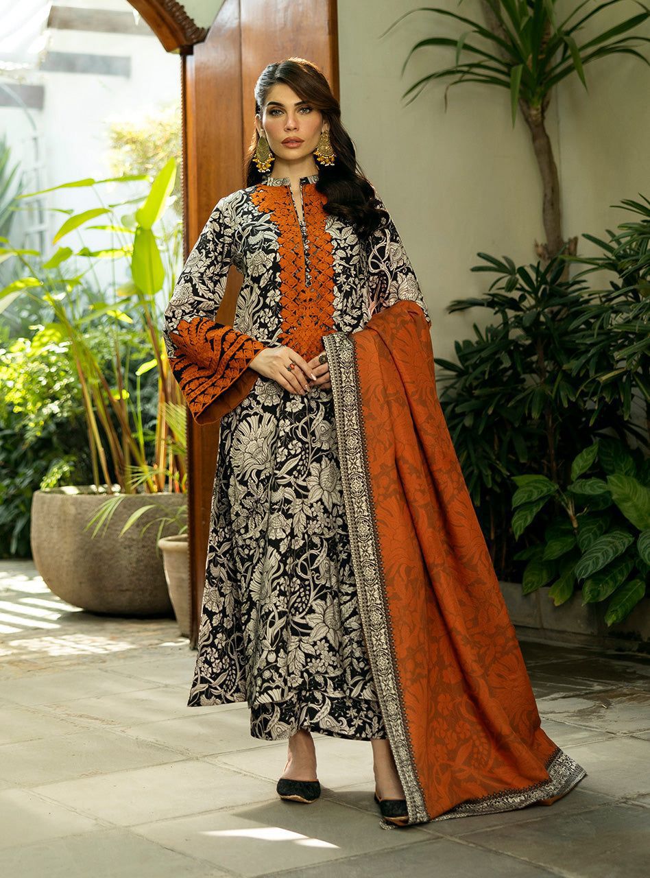 Zainab Chottani 3PC Linen Suit With Embroidered Patches | ZCLES-1201