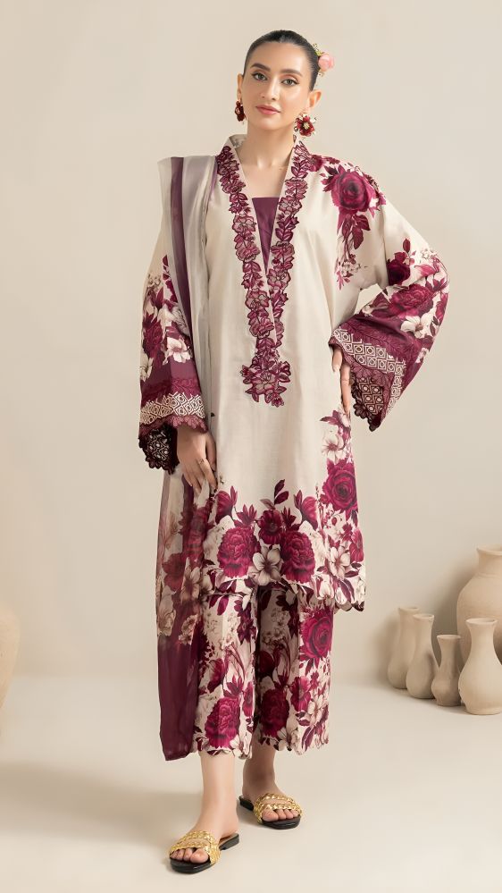 Lulusar 3PC Printed Silk Suit | LPSS-23715