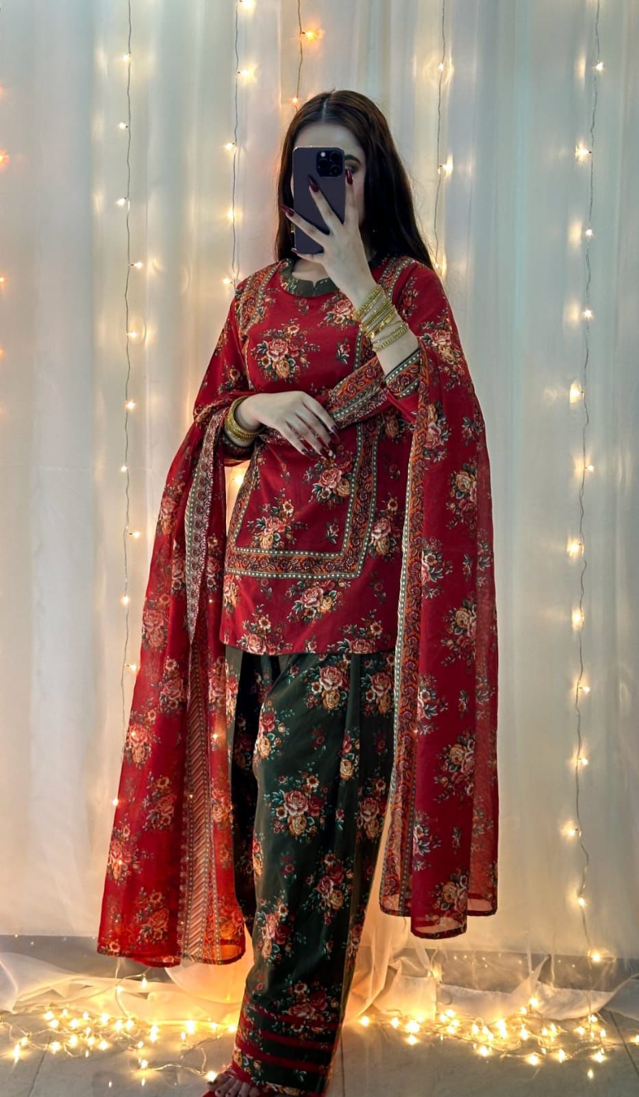 Lulusar 3PC Printed Silk Suit | LPSS-237121