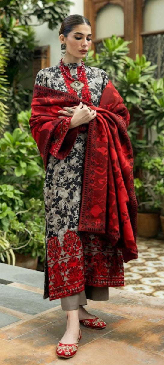 Lulusar 3PC Printed Silk Suit | LPSS-237123
