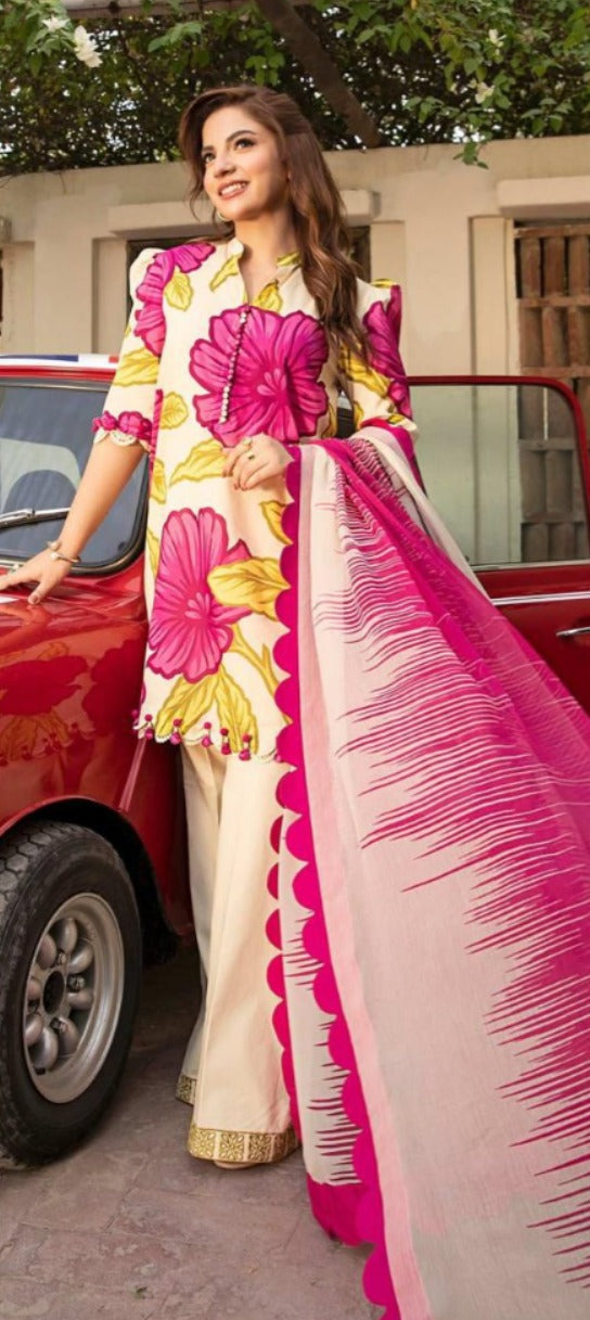 Lulusar 3PC Printed Silk Suit | LPSS-237125