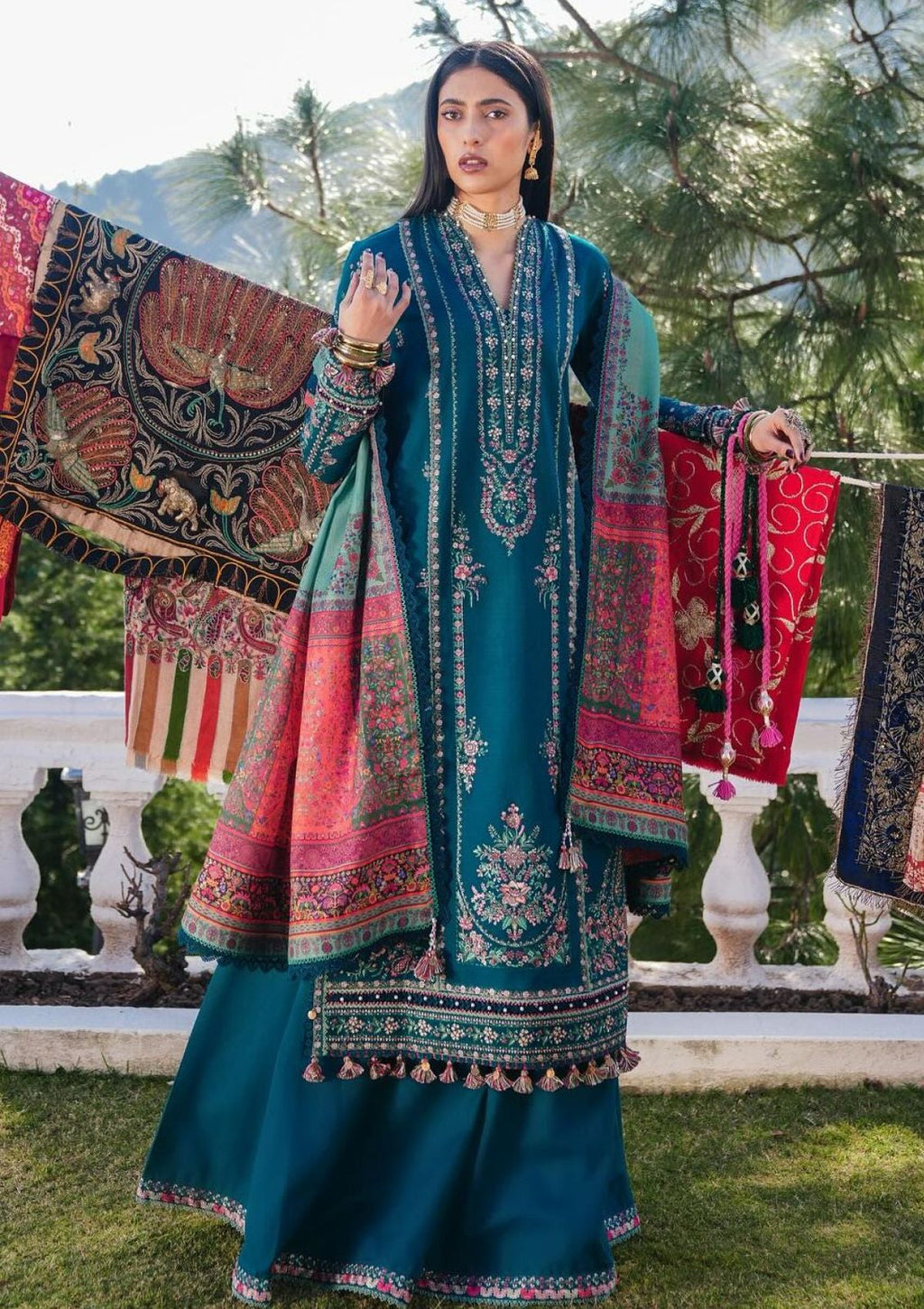 Hussain Rehar 3PC Embroidered Dhanak Suit | BFC-06