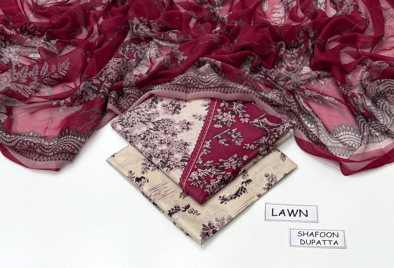 Maria.b 3PC Printed Lawn Suit | MPLS-014