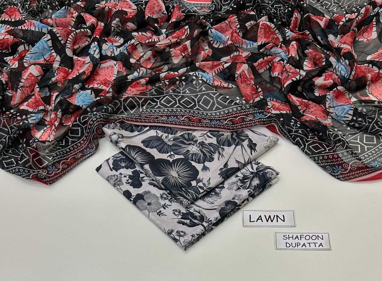 Maria.b 3PC Printed Lawn Suit | MPLS-012