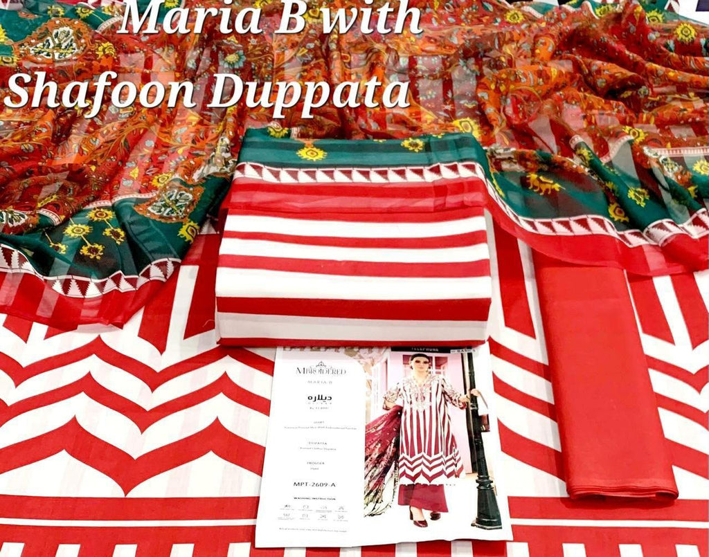 Maria.b 3PC Printed Lawn Suit | MPLS-09