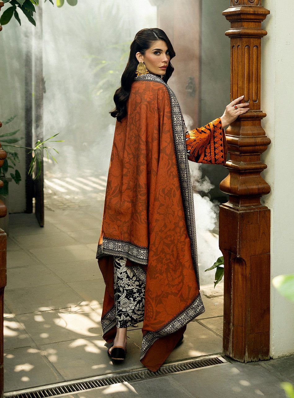 Zainab Chottani 3PC Linen Suit With Embroidered Patches | ZCLES-1201