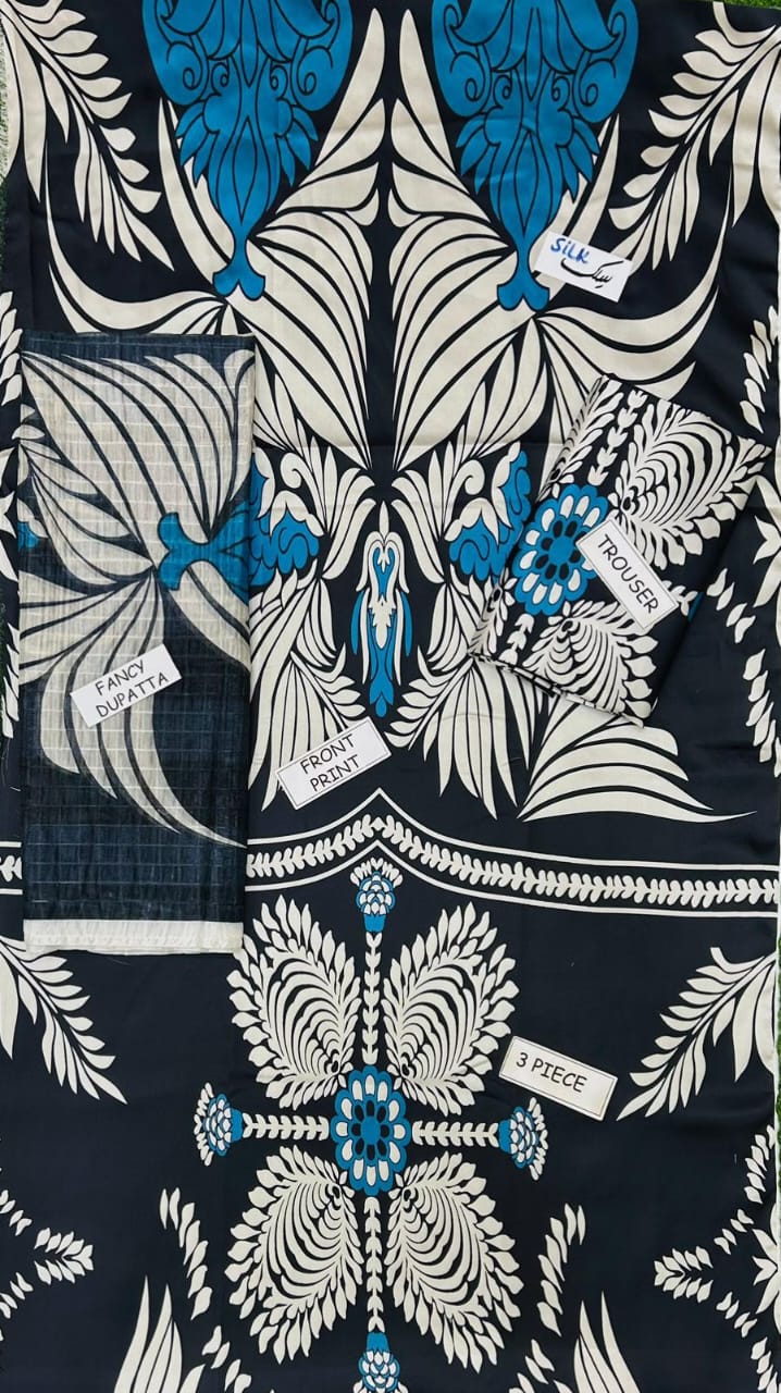 Lulusar 3PC Printed Silk Suit | LPSS-23719