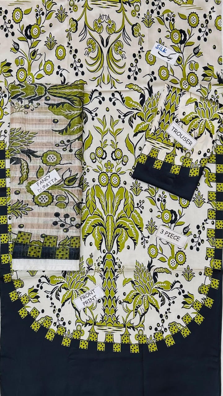 Lulusar 3PC Printed Silk Suit | LPSS-23714