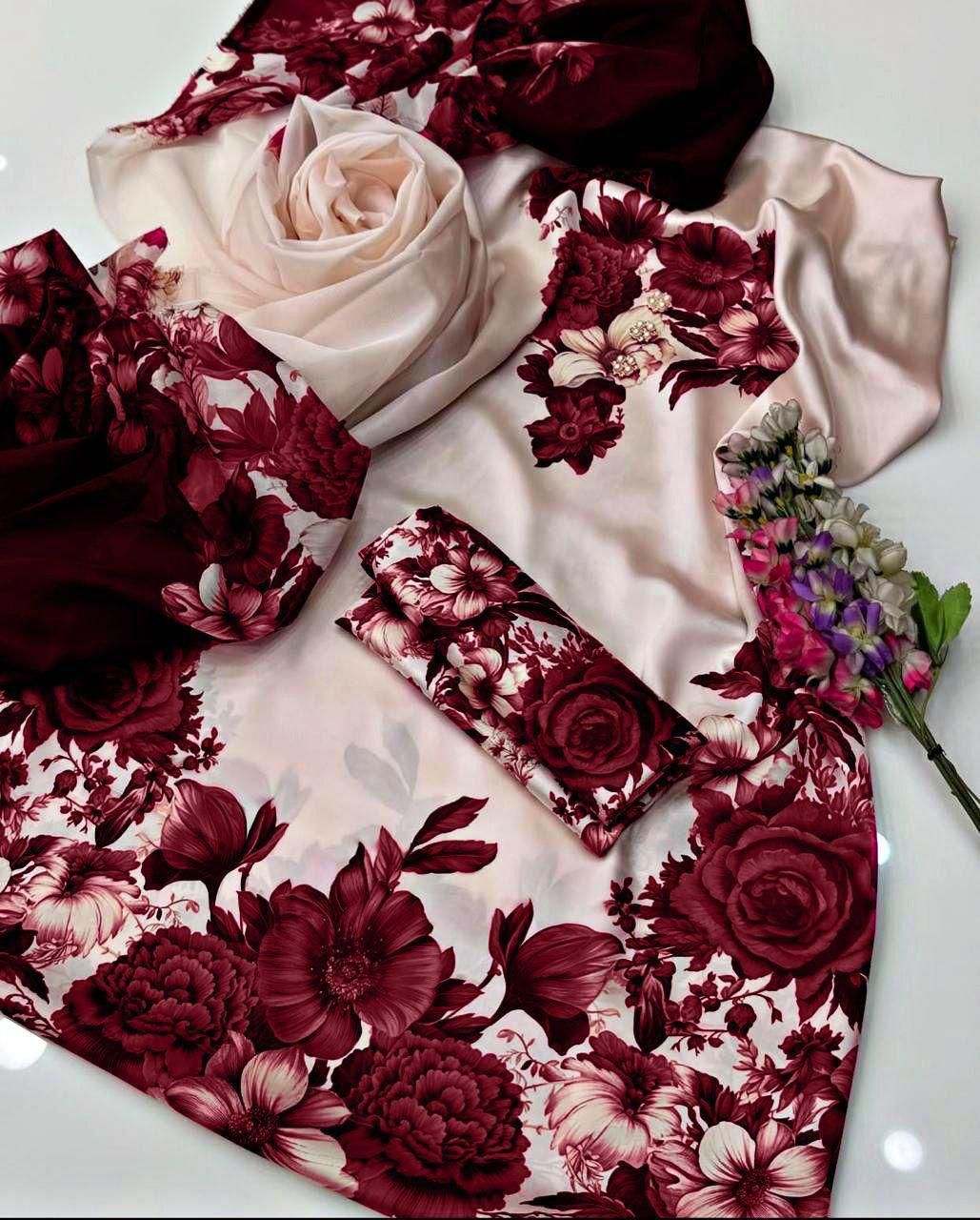 Lulusar 3PC Printed Silk Suit | LPSS-23715
