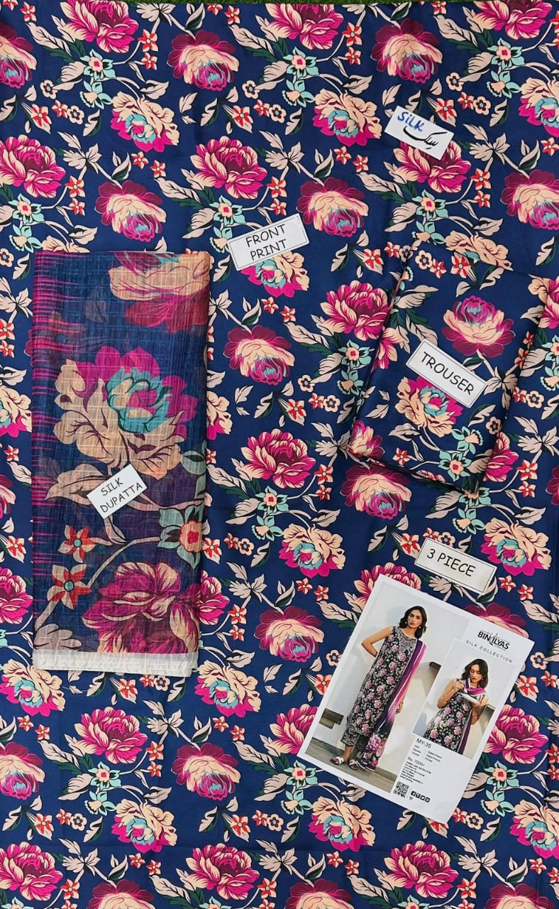 Lulusar 3PC Printed Silk Suit | LPSS-23716