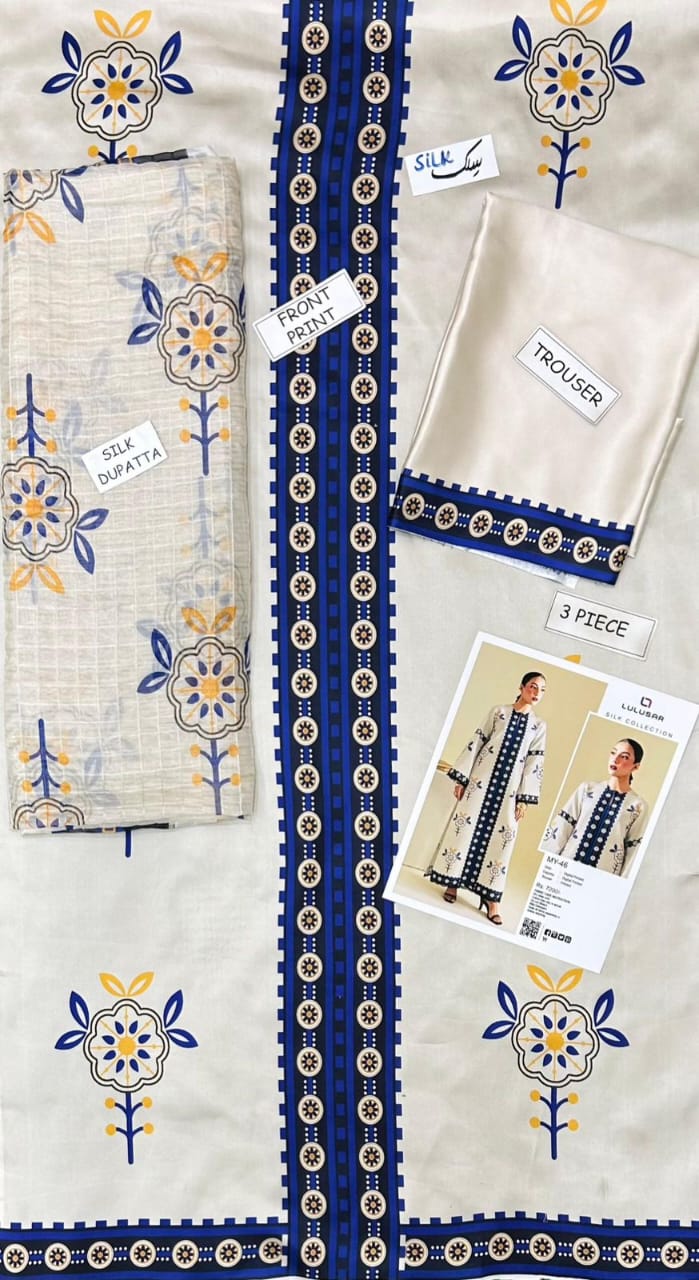 Lulusar 3PC Printed Silk Suit | LPSS-23713
