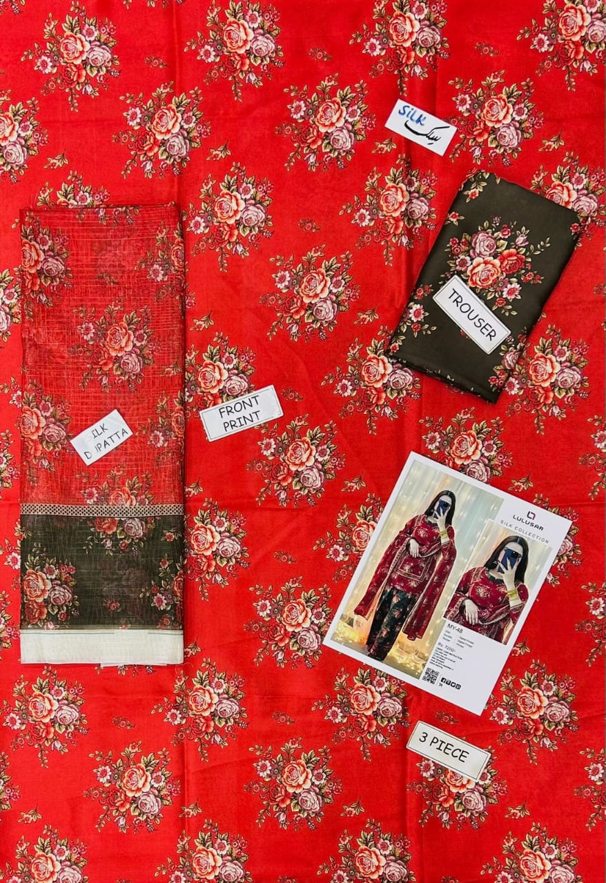 Lulusar 3PC Printed Silk Suit | LPSS-237121