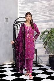 Regalia 3PC Printed Linen Suit With Palachi Shawl-ST-LP003