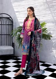 Regalia 3PC Printed Linen Suit With Palachi Shawl-ST-LP006