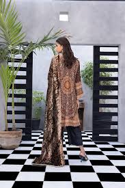 Regalia 3PC Printed Linen Suit With Palachi Shawl-ST-LP007