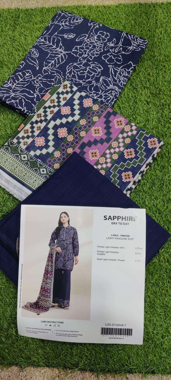 Sapphire 3PC Printed Khaddar Suit - ST-7069