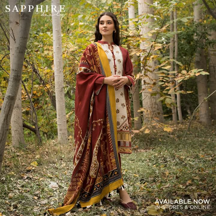 Sapphire 3PC Printed Khaddar Suit - ST-70616